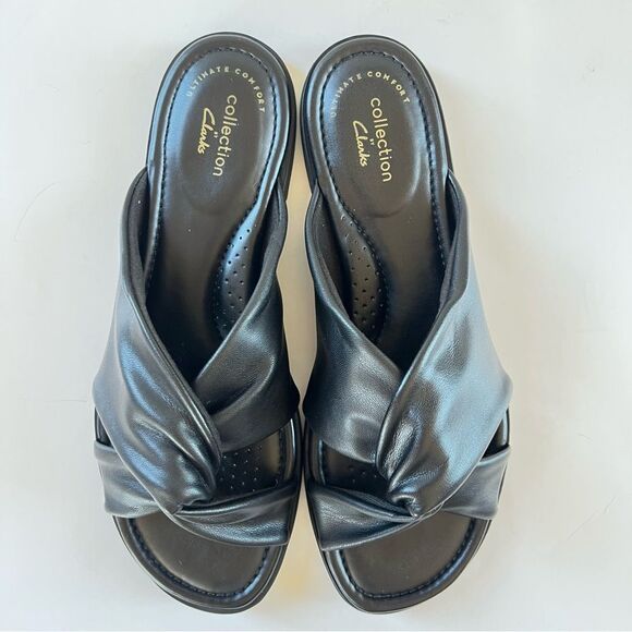 Clark’s Reyna Twist Women's Black Slide Comfort Slip On Slide Sandals SZ 8 - Picture 5 of 14